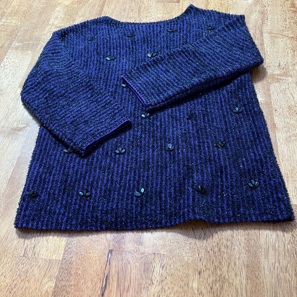 Ruby Rd. Deep Purple Knit Sweater - Picture 6 of 10